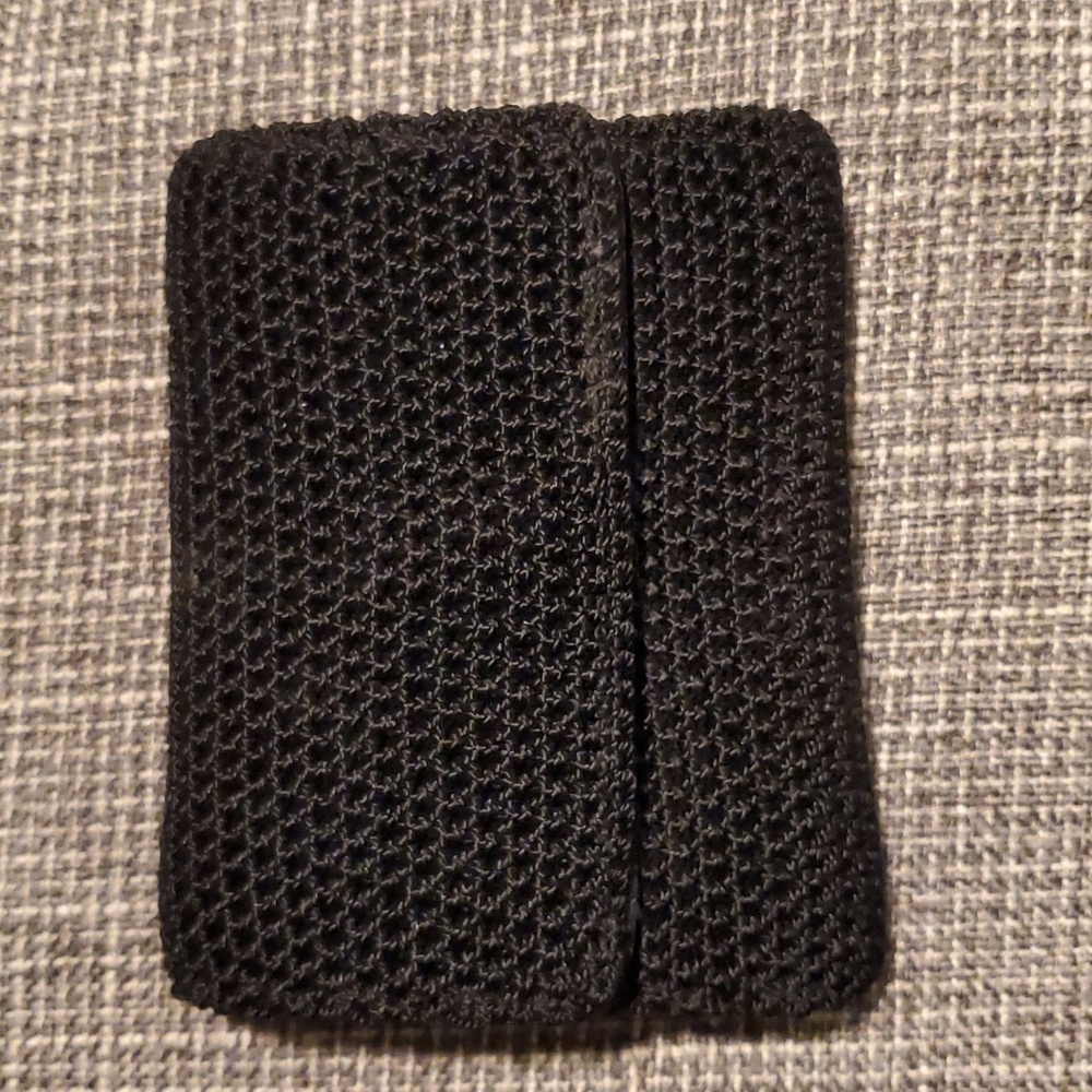 The Sak Black Tri Fold Crochet Wallet